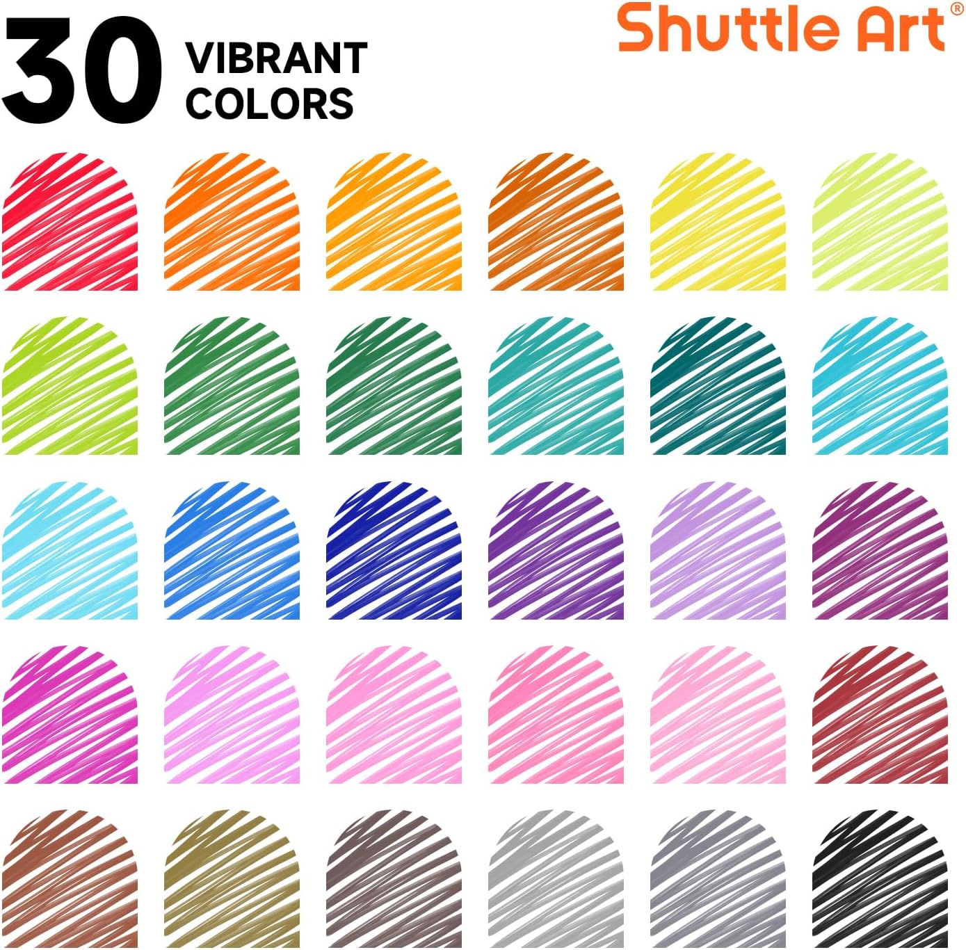 Shuttle Art Permanent Markers, 30 Assorted Colors Ultra Fine Point Permanent Marker Packed in Travel Case, Ideal Colored Markers Set for Adults Coloring Doodling on Plastic, Glass, Gift for Teens - view 2