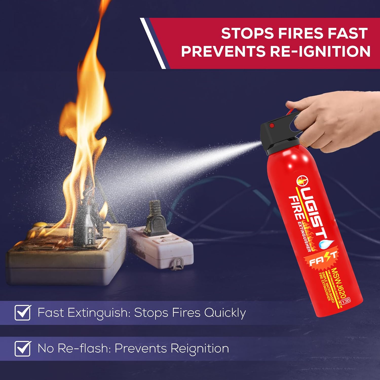 3Pcs Fire Extinguisher for home with Bracket Ougist 620ml Fire Extinguishers for the House/Car/Kitchen, which can prevent re-ignition-Easy to Clean - view 3