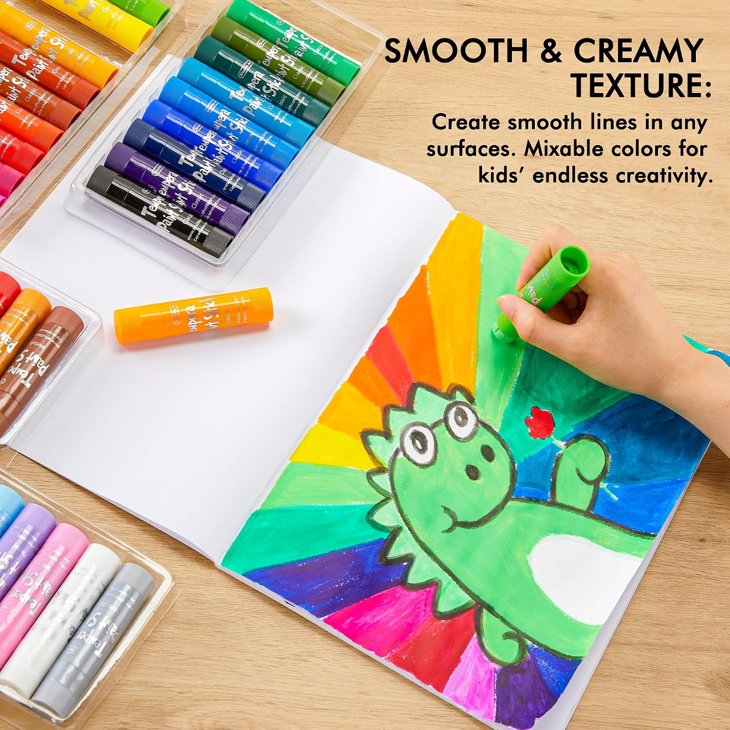 Tempera Paint Sticks, 40 Colors Solid Tempera Paint for Kids, Super Quick Drying, Works Great on Paper Wood Glass Ceramic Canvas - view 4