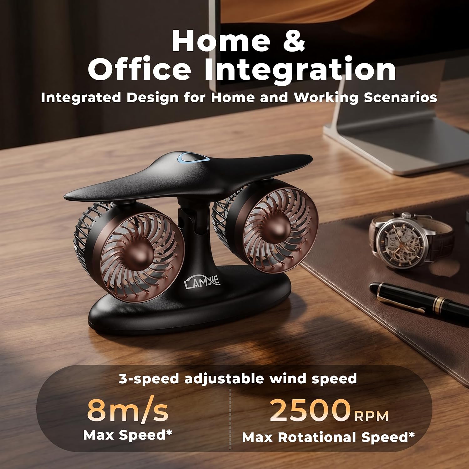 Jet Engine Desk Fan -18-Hour Runtime Battery Operated Fan Turbo fan, USB-C Rechargeable Table Fan, High-End Aviation Turbine Office Decor, Luxury Gift Box for Men, Dad, Pilots, Tech Lovers - view 2